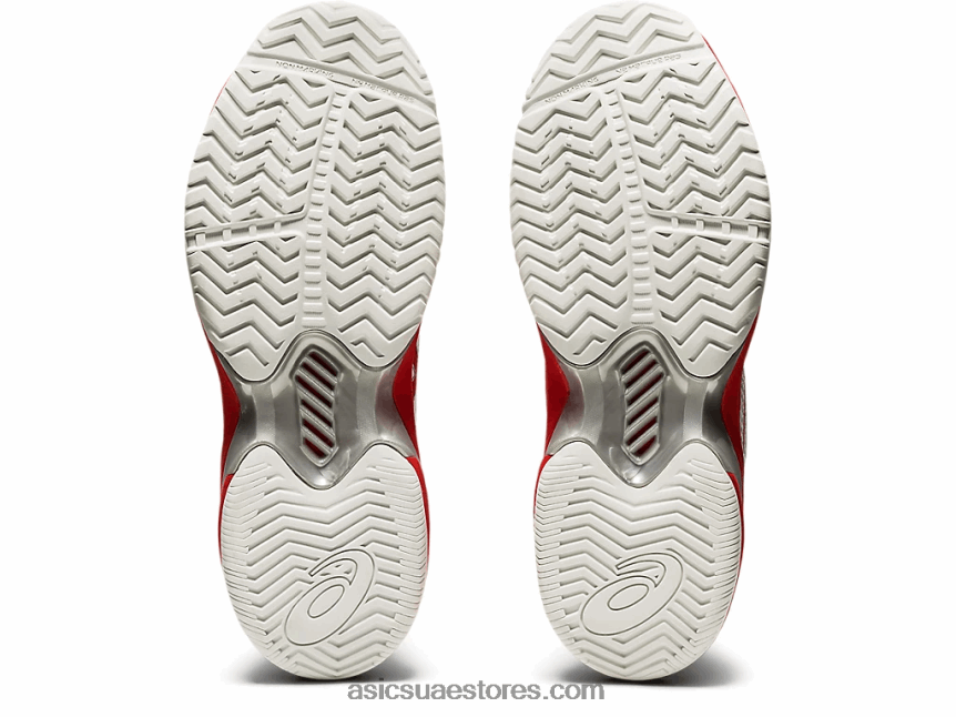 Asics أبيض / أحمر ناري سرعة المحكمة وما يليها 2N24DJ4102