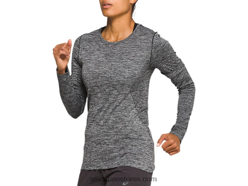 Asics أسود الأداء سباق المرأة سلس كم طويل 2N24DJ4127