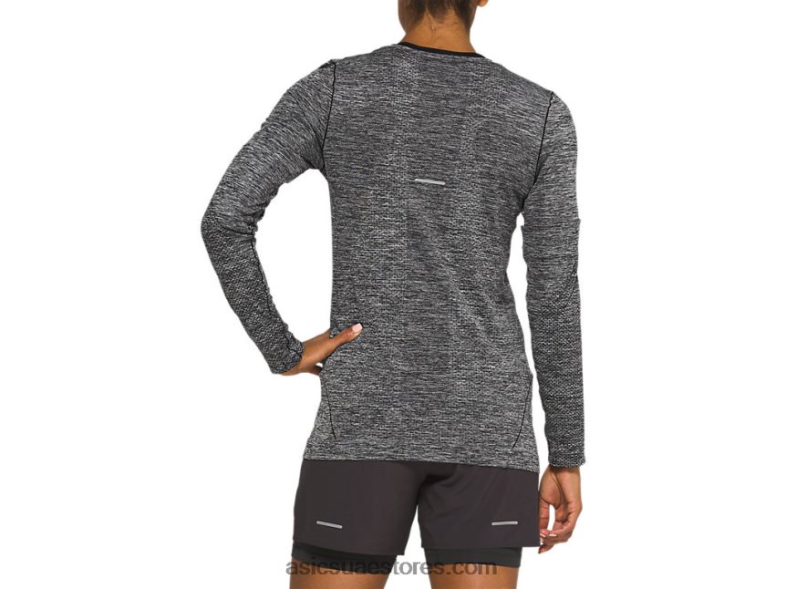 Asics أسود الأداء سباق المرأة سلس كم طويل 2N24DJ4127