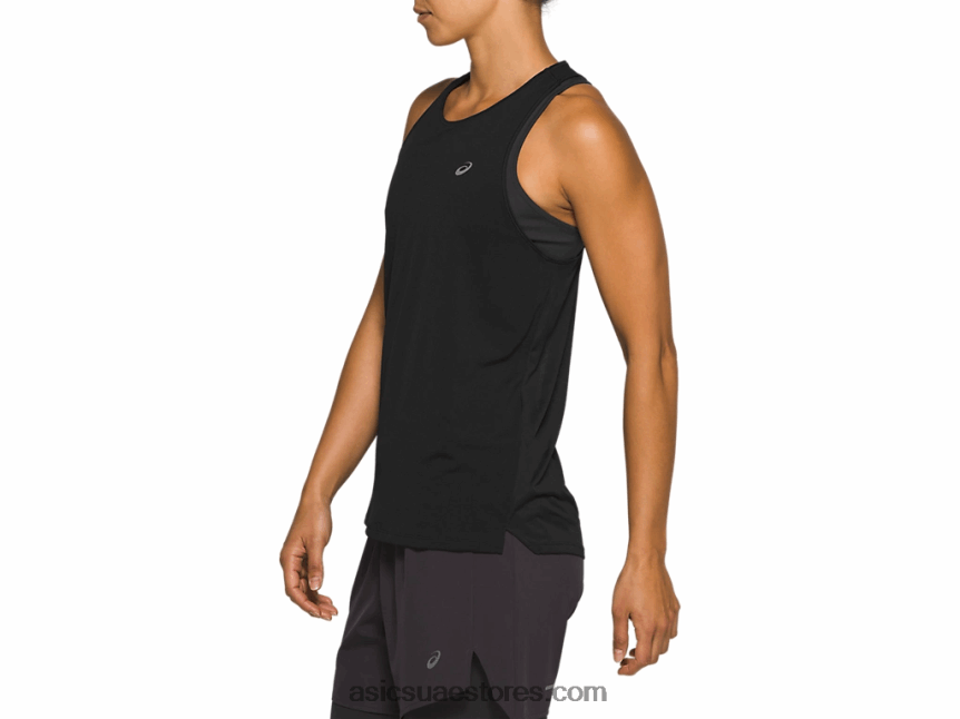 Asics أسود الأداء بلا أكمام سباق المرأة 2N24DJ4184
