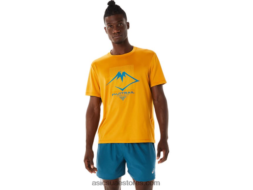 Asics عاصفة رملية توب قصير الأكمام بشعار فوجيتريل للرجال 2N24DJ420
