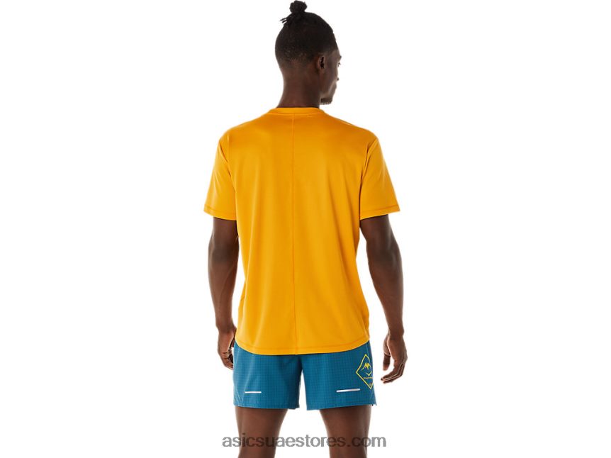 Asics عاصفة رملية توب قصير الأكمام بشعار فوجيتريل للرجال 2N24DJ420