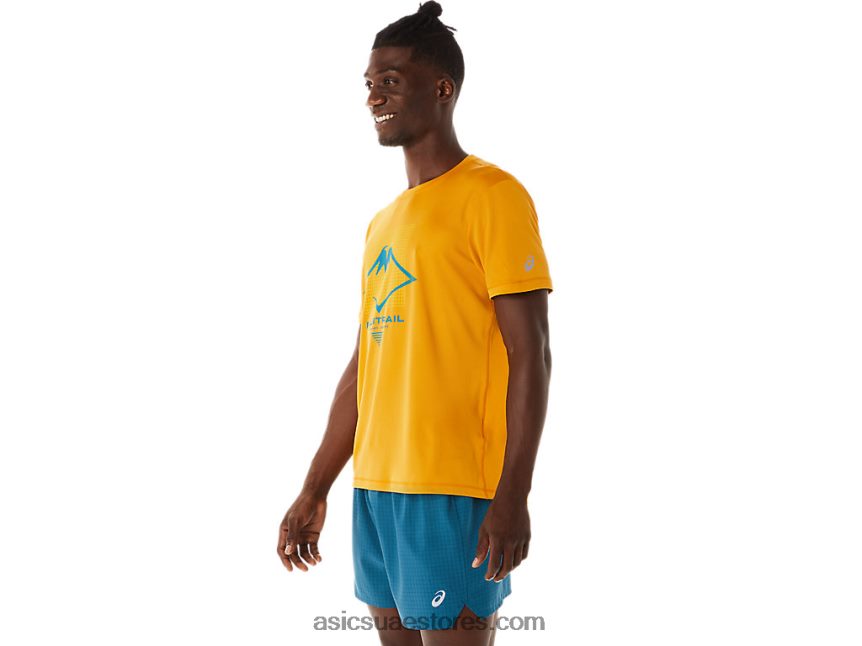 Asics عاصفة رملية توب قصير الأكمام بشعار فوجيتريل للرجال 2N24DJ420