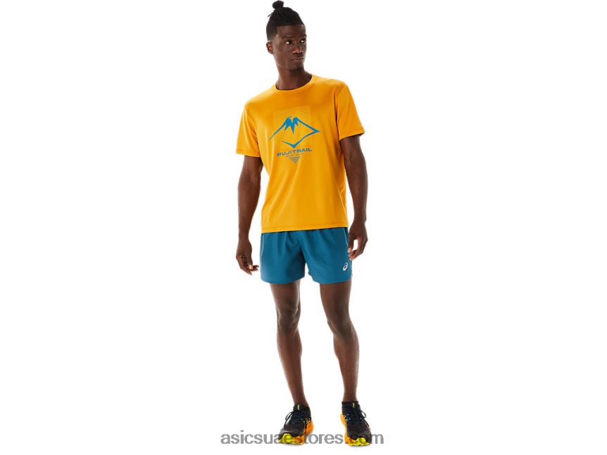 Asics عاصفة رملية توب قصير الأكمام بشعار فوجيتريل للرجال 2N24DJ420