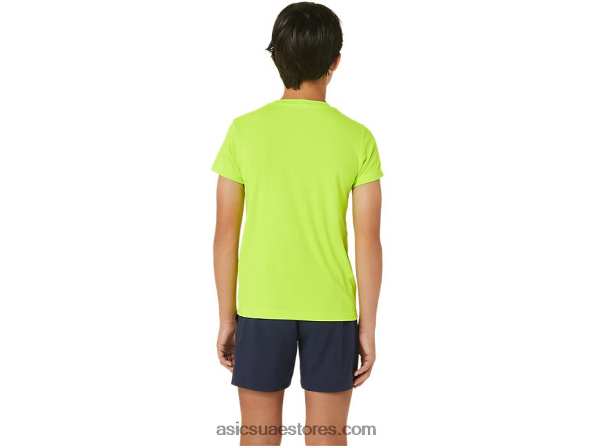 Asics الخطر الأخضر بلوزة بأكمام قصيرة برسومات تنس للأطفال 2N24DJ4239