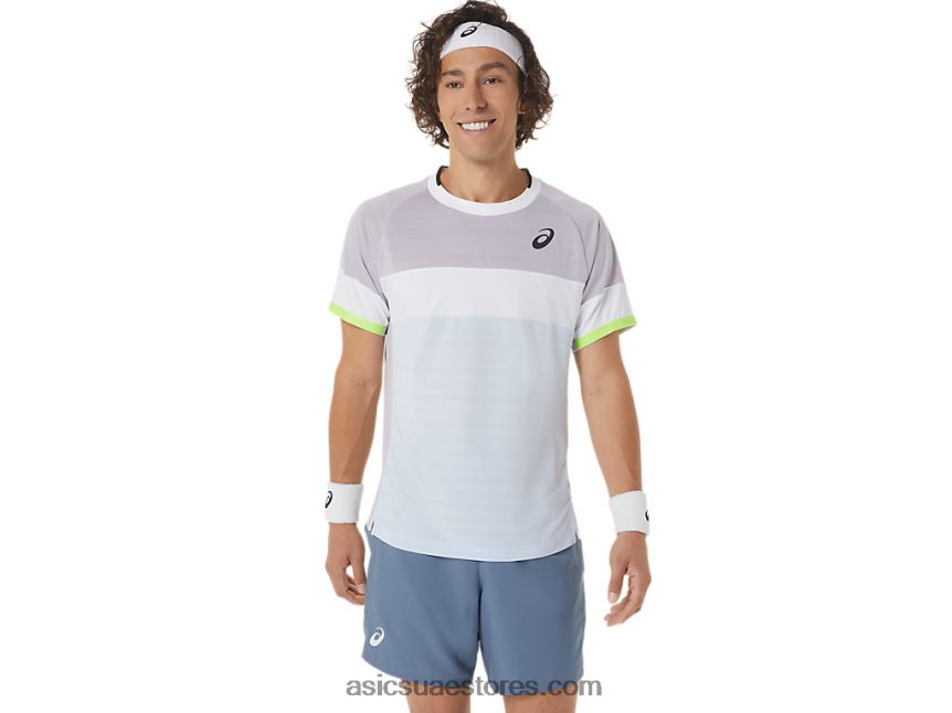 Asics الغسق البنفسجي / السماء الناعمة الرجال مباراة قصيرة الأكمام الأعلى 2N24DJ441