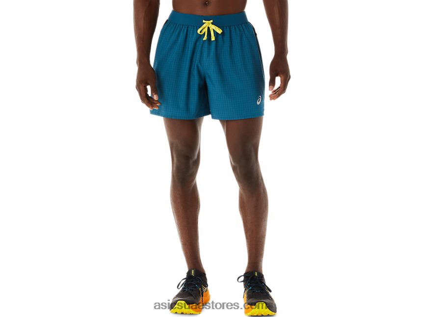 Asics حبر أزرق مخضر / أصفر ذهبي شورت شعار فوجيتريل للرجال 2N24DJ479