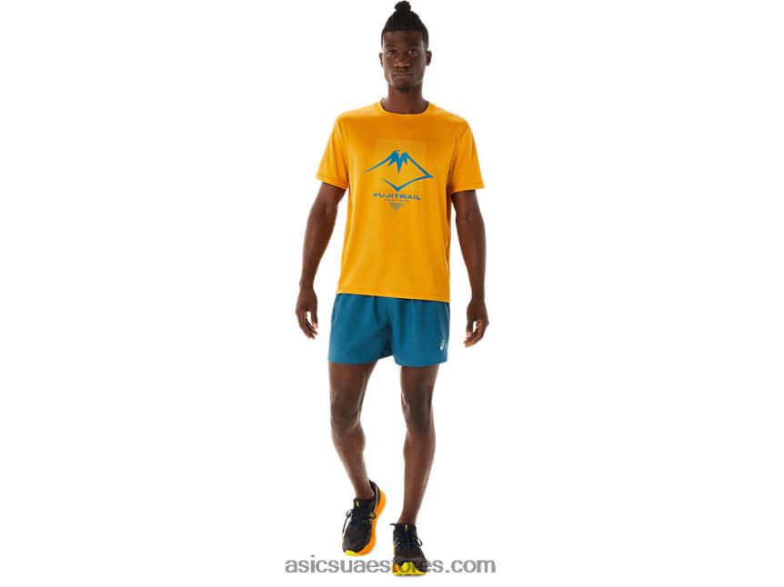 Asics حبر أزرق مخضر / أصفر ذهبي شورت شعار فوجيتريل للرجال 2N24DJ479