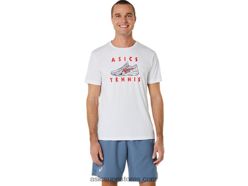Asics أبيض لامع أحذية محكمة للرجال الرسم المحملة 2N24DJ534