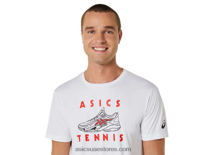 Asics أبيض لامع أحذية محكمة للرجال الرسم المحملة 2N24DJ534