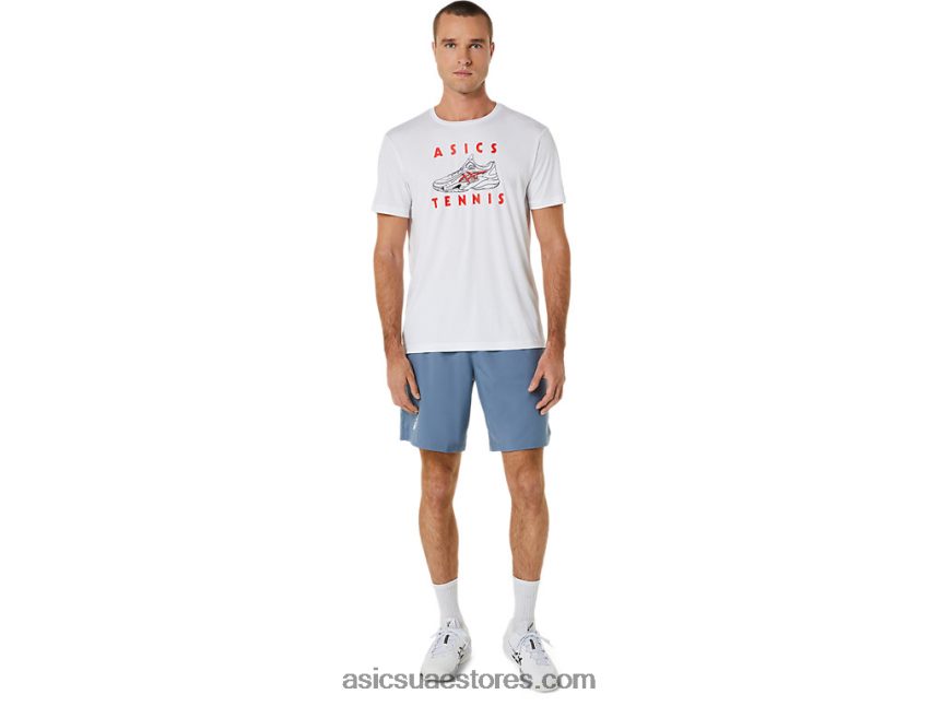 Asics أبيض لامع أحذية محكمة للرجال الرسم المحملة 2N24DJ534