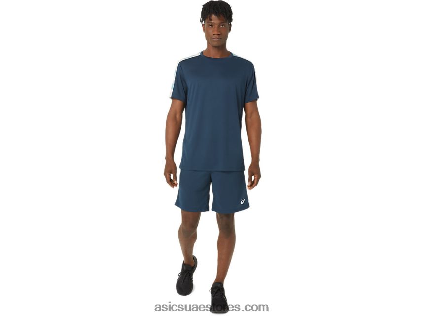 Asics الظل الأزرق الفرنسي / القطبي كتلة قصيرة الأكمام الأعلى 2N24DJ66