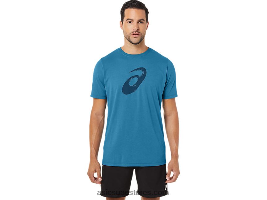 Asics هيذر الجزيرة الزرقاء فرشاة الرسم قصيرة الأكمام المحملة 2N24DJ72