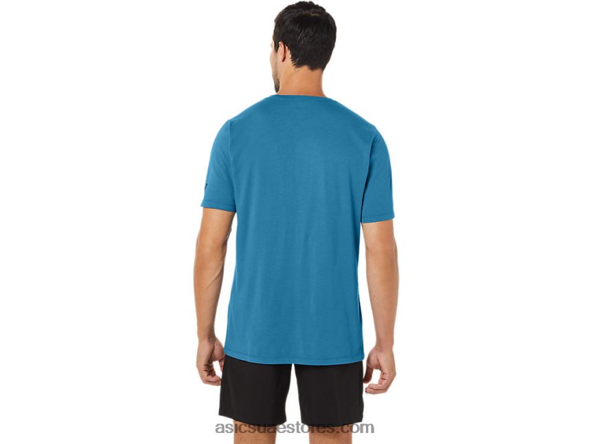 Asics هيذر الجزيرة الزرقاء فرشاة الرسم قصيرة الأكمام المحملة 2N24DJ72