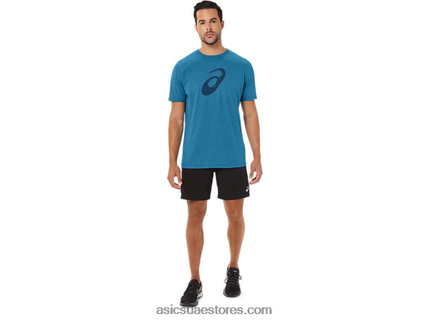 Asics هيذر الجزيرة الزرقاء فرشاة الرسم قصيرة الأكمام المحملة 2N24DJ72