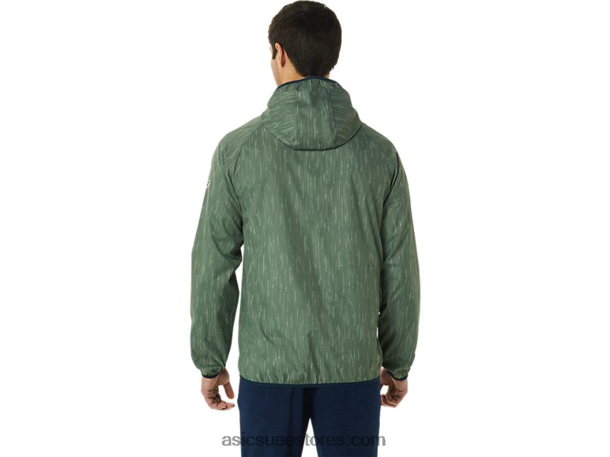 Asics طباعة حزاز أخضر / أزرق فرنسي سترة رجالية للتعبئة 2N24DJ793