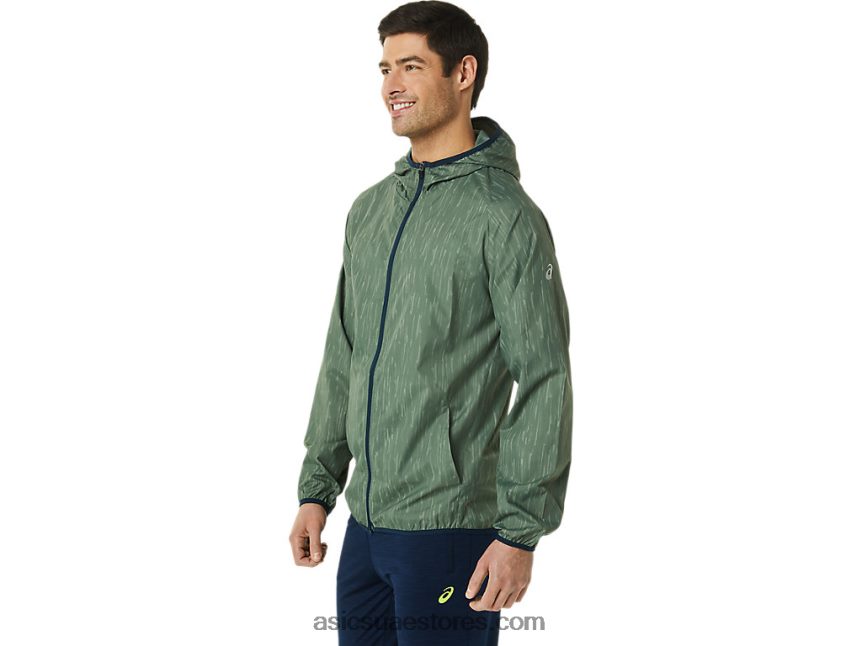 Asics طباعة حزاز أخضر / أزرق فرنسي سترة رجالية للتعبئة 2N24DJ793
