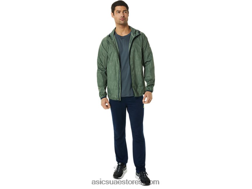 Asics طباعة حزاز أخضر / أزرق فرنسي سترة رجالية للتعبئة 2N24DJ793