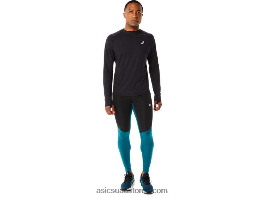Asics أسود الأداء الرجال في فصل الشتاء تشغيل طويلة الأكمام أعلى 2N24DJ825