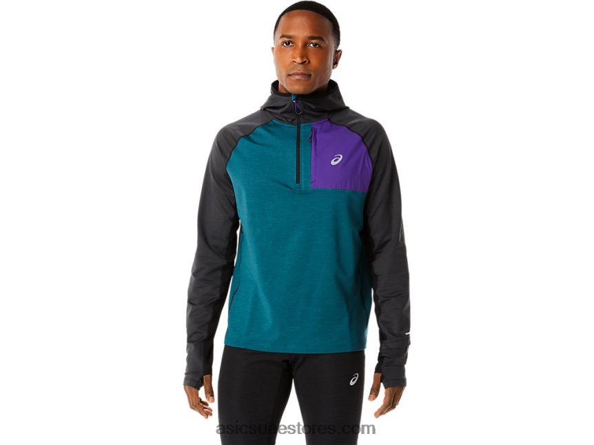 Asics هيذر الصنوبر المخملية / أسود هوديي رجالي شتوي بأكمام طويلة 2N24DJ840