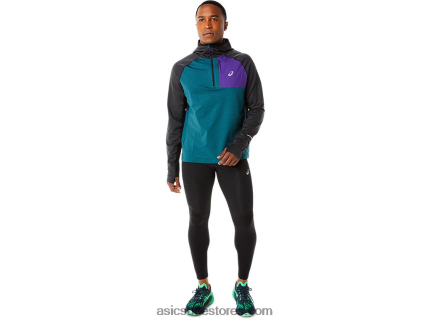 Asics هيذر الصنوبر المخملية / أسود هوديي رجالي شتوي بأكمام طويلة 2N24DJ840