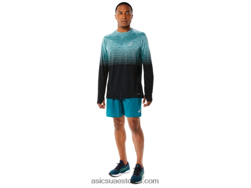 Asics الصنوبر المخملي / أسود الأداء قميص رجالي بأكمام طويلة بدون خياطة 2N24DJ862