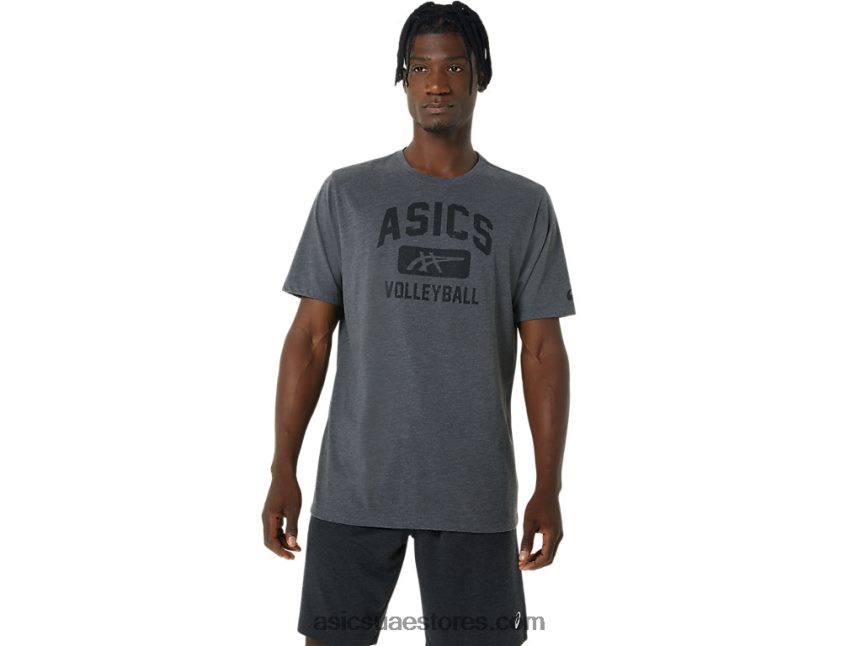 Asics هيذر رمادي غامق تي شيرت الكرة الطائرة 2N24DJ878