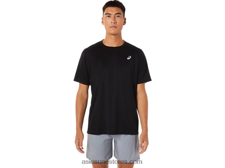 Asics أسود الأداء قصيرة الأكمام أعلى الأساسية 2N24DJ881