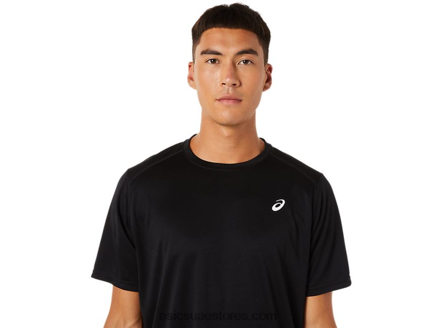 Asics أسود الأداء قصيرة الأكمام أعلى الأساسية 2N24DJ881