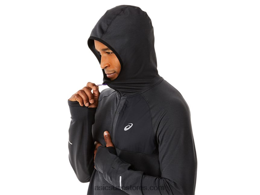 Asics هيذر الأداء الأسود هوديي رجالي شتوي بأكمام طويلة 2N24DJ885