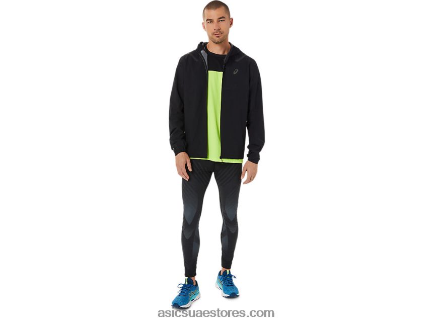 Asics أسود الأداء جاكيت تسريع مقاوم للماء 2.0 للرجال 2N24DJ1353