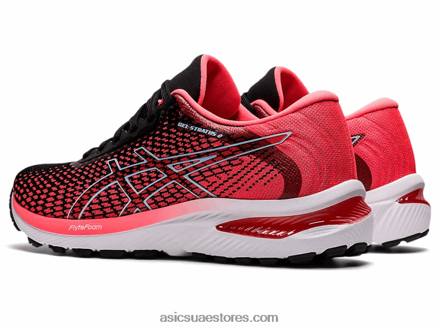 Asics اشتعلت النيران في المرجان / الأسود جل ستراتوس 2 متماسكة 2N24DJ2663