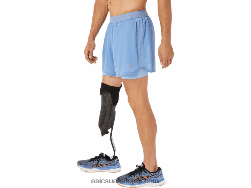 Asics الانسجام الأزرق / النعيم الأزرق تهوية للرجال 2-n-1 5in قصيرة 2N24DJ1322