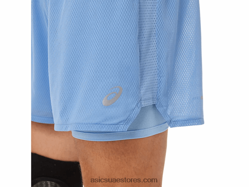Asics الانسجام الأزرق / النعيم الأزرق تهوية للرجال 2-n-1 5in قصيرة 2N24DJ1322