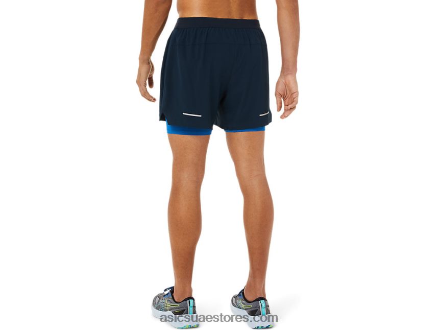 Asics الأزرق الفرنسي / محرك البحيرة طريق الرجال 2-n-1 5in قصير 2N24DJ1534