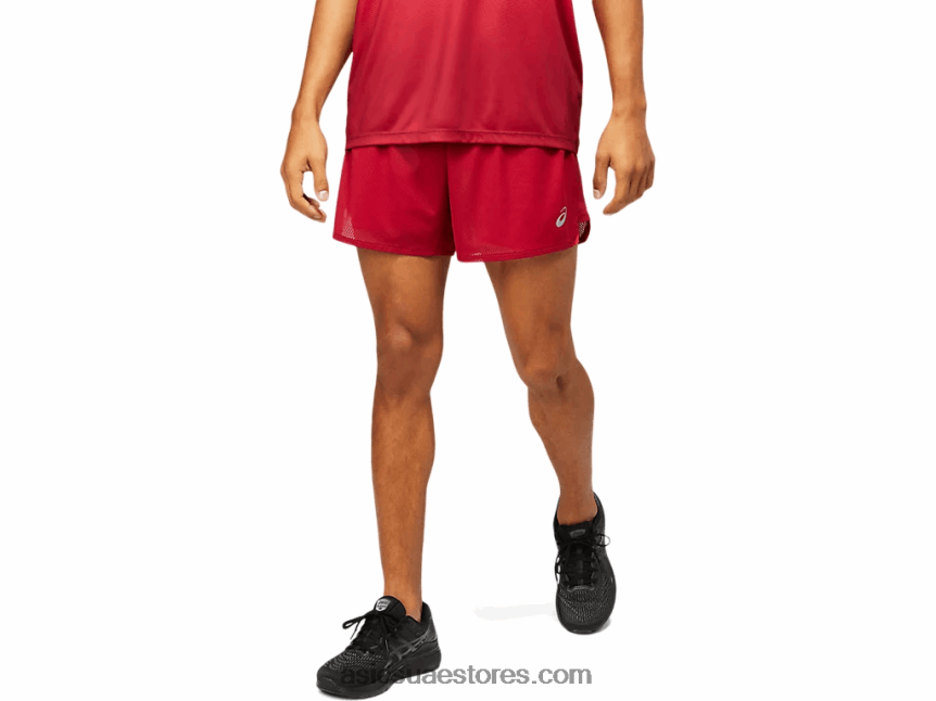 Asics بورجوندي / أحمر كهربائي تهوية للرجال 2-n-1 5in قصيرة 2N24DJ1803