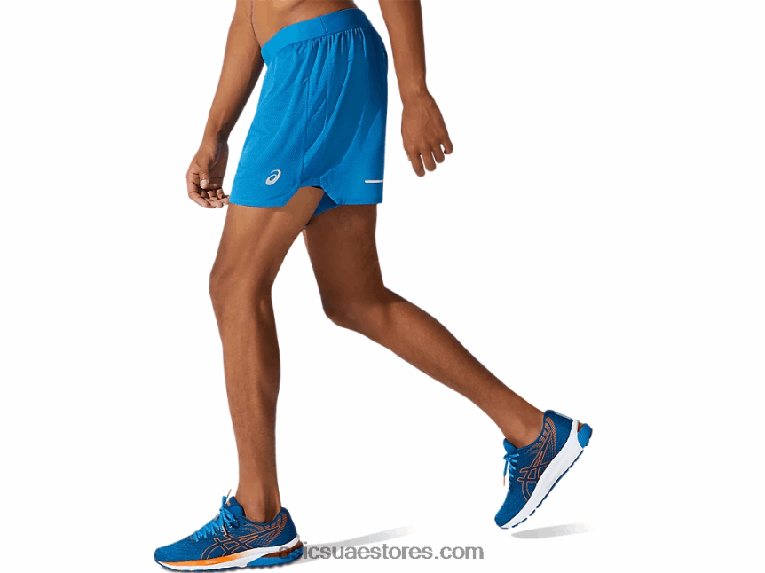 Asics تولد من جديد الأزرق / الأزرق الفرنسي تهوية للرجال 2-n-1 5in قصيرة 2N24DJ1911
