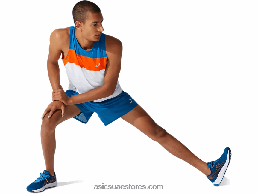Asics تولد من جديد الأزرق / الأزرق الفرنسي تهوية للرجال 2-n-1 5in قصيرة 2N24DJ1911