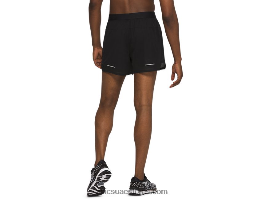 Asics أسود الأداء تهوية للرجال 2-n-1 5in قصيرة 2N24DJ2085