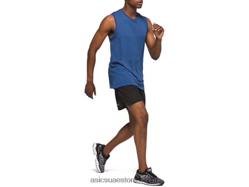Asics أسود الأداء تهوية للرجال 2-n-1 5in قصيرة 2N24DJ2085