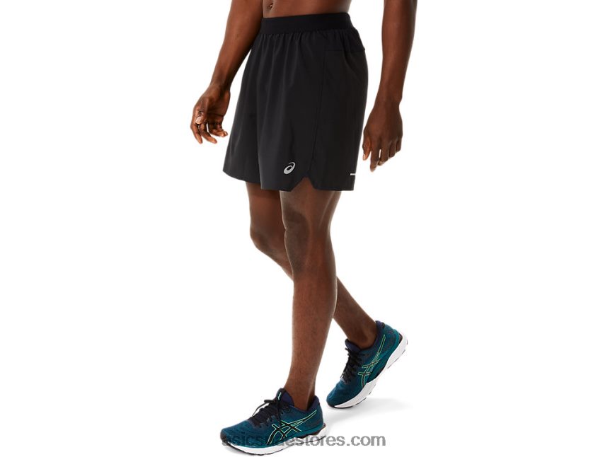 Asics أداء أسود / رمادي الناقل طريق الرجال 2-n-1 7in قصير 2N24DJ1082