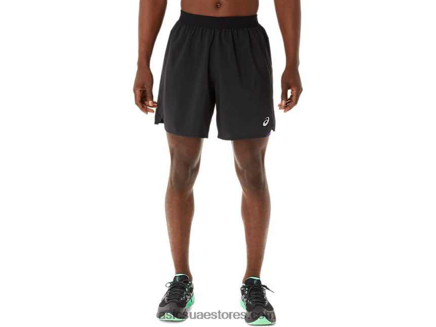 Asics أداء مربى أسود / عنب طريق الرجال 2-n-1 7in قصير 2N24DJ893