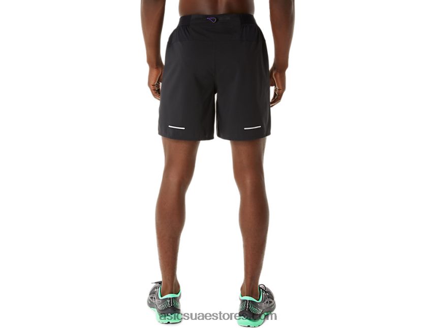 Asics أداء مربى أسود / عنب طريق الرجال 2-n-1 7in قصير 2N24DJ893