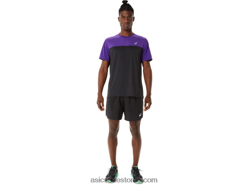 Asics أداء مربى أسود / عنب طريق الرجال 2-n-1 7in قصير 2N24DJ893