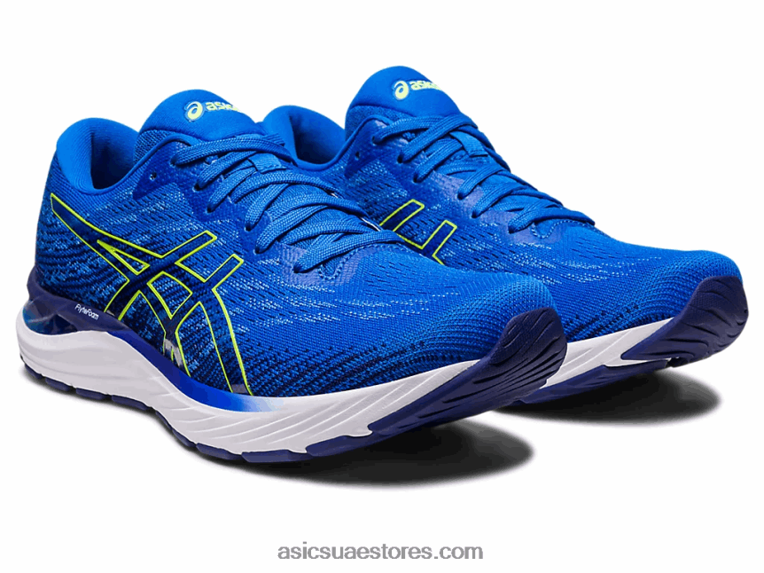 Asics أزرق كهربائي / أصفر أمان جل ستراتوس 3 متماسكة 2N24DJ248