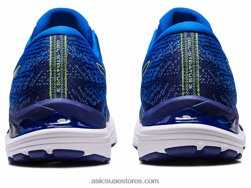 Asics أزرق كهربائي / أصفر أمان جل ستراتوس 3 متماسكة 2N24DJ248