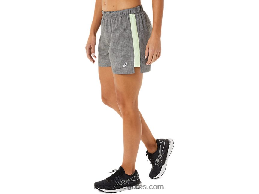 Asics هيذر رمادي غامق / أصفر طقم نسائي جاهز 3 بوصة قصير 2N24DJ2893
