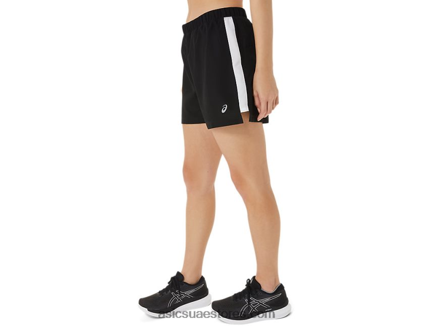 Asics أداء أسود / أبيض طقم نسائي جاهز 3 بوصة قصير 2N24DJ2909
