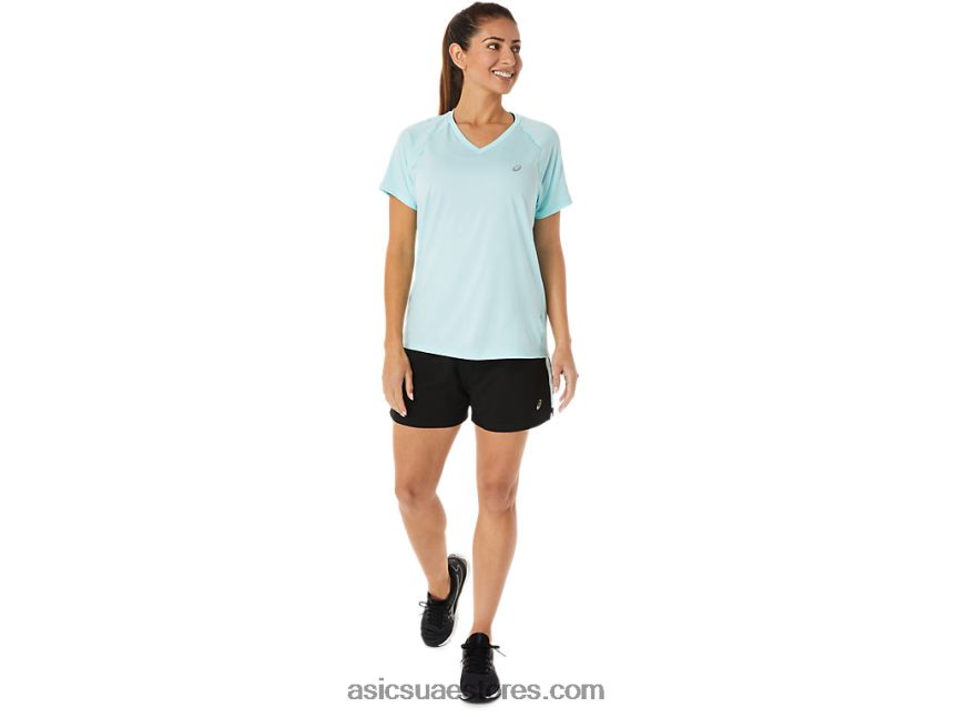 Asics أداء أسود / أزرق واضح طقم نسائي جاهز 3 بوصة قصير 2N24DJ2917