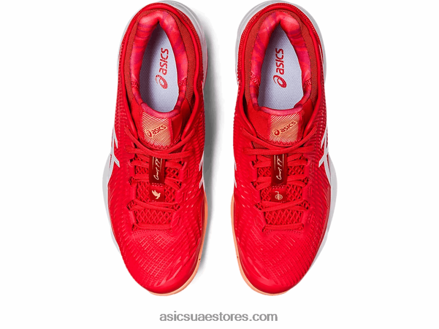 Asics الأحمر الناري / الأبيض محكمة وما يليها 3 نوفاك 2N24DJ63